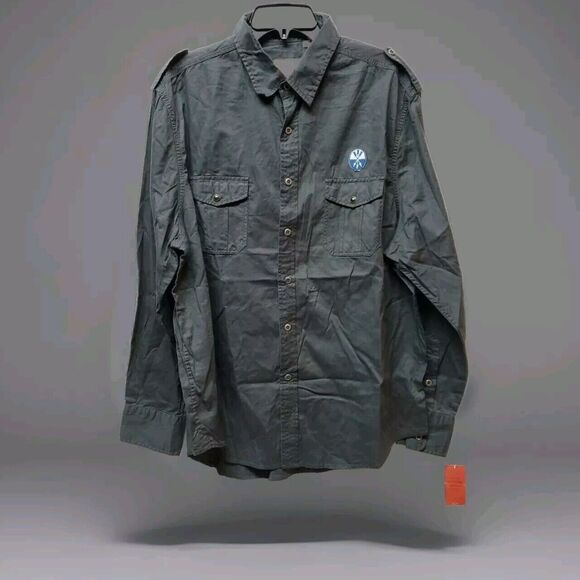 NWT Mossimo Supply Co. Men XL Dark Gray Infantry Shirt Long Sleeve Snap Pockets - Picture 1 of 16